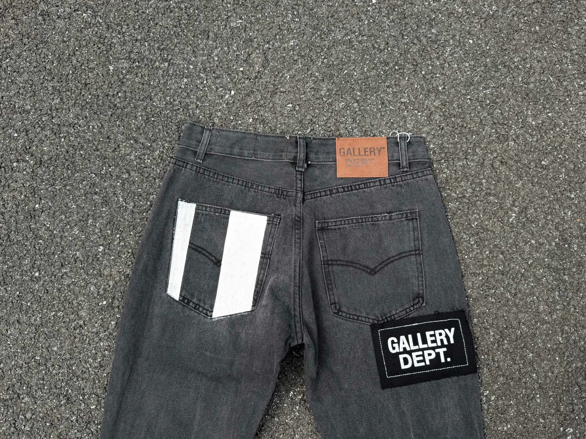 P246💰G22 GALLERY DEPT. Skull hand-stitched distressed distressed jeans -Color: Black -Size: S-XXL